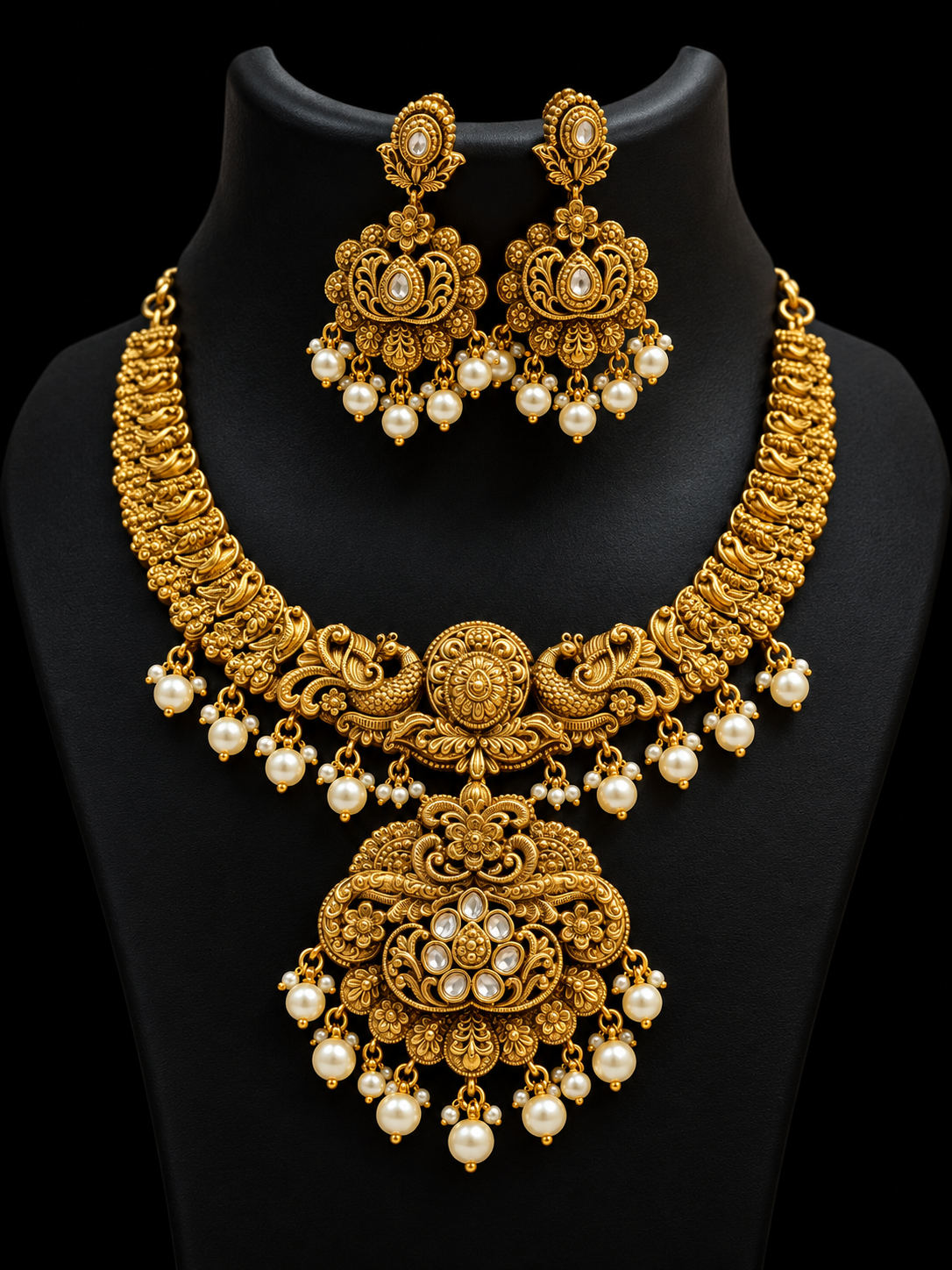 Antique Finish Kundan Necklace Set